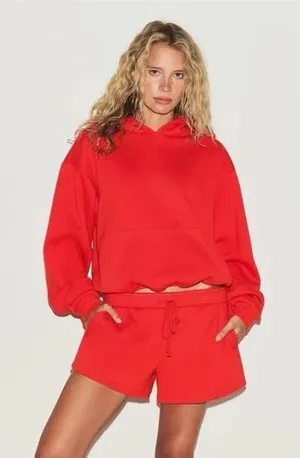 Skims cotton fleece classic pullover hoodie  Color ruby  thumbnail 1