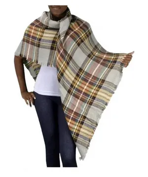 Plaid Blanket Scarf Womens OS‎ Multicolor Oversized Cozy Fall Wrap Shawl Tartan thumbnail 1