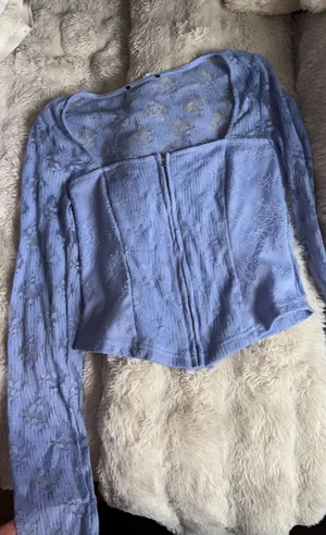 Unknown brand western lace blue top thumbnail 1