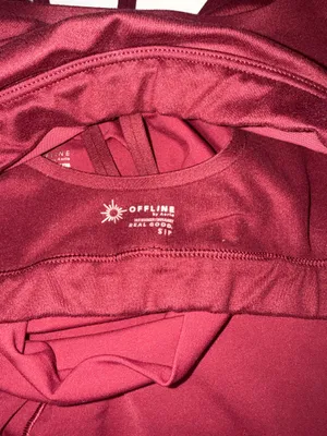 Offline by aerie dark red workout set leggings size S thumbnail 7