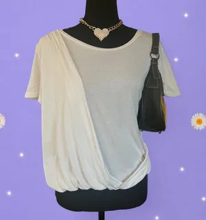 Anthropologie White Draped Twist Wrap Lightweight Boho Minimalist Top Size XL thumbnail 1