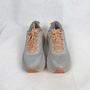 Hoka‎ Bondi 7 Running Shoes Womens 8.5 UK 7 Cushioned Road Sneakers Grey Orange thumbnail 4