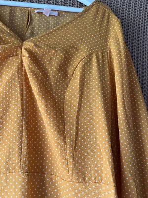 Como Vintage Mustard Yellow Polka Dot Long Sleeve Dress thumbnail 6