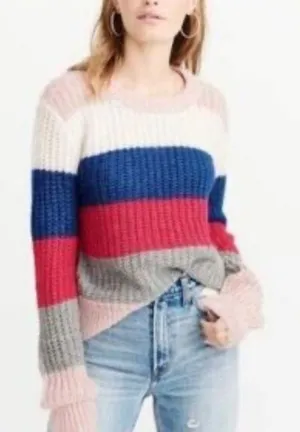 Abercombie‎ & Fitch Wool Blend Color Block Crewneck Cozy Sweater Size M thumbnail 1