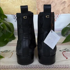 NEW Coach Women’s Meredith Signature Canvas Chelsea Ankle Black Boots, Size 6B thumbnail 9