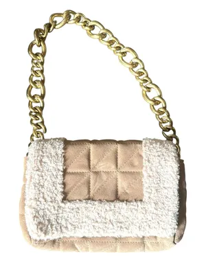 ZARA Quilted Shearling‎ Shoulder Bag Tan thumbnail 1