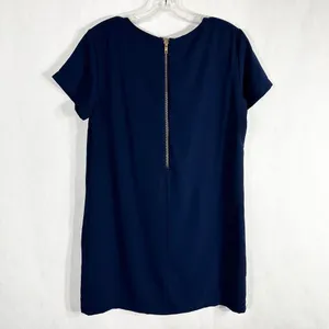 Lulus Small Dress‎ Navy Blue Shift Mini Short Sleeve Satin Back Zip 43232 809 thumbnail 2