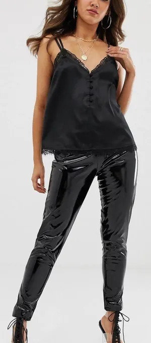 ASOS DESIGN Black Lace Satin Cami Top thumbnail 1