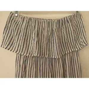 Japna Blue White Striped Tube Top Strapless Capri Pantsuit Women's Sz XS thumbnail 4