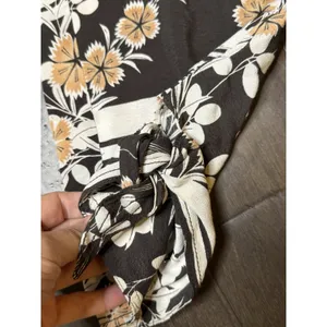 Anthropologie Elevenses Women Pants Size L‎ Black Floral Joggers Tie Hem Pockets thumbnail 4