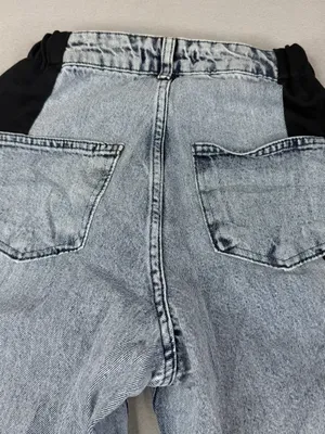 TEN/22 Jeans XS Y2K Wide Leg Acid Wash Denim Black Side Stripe 34" Inseam thumbnail 5