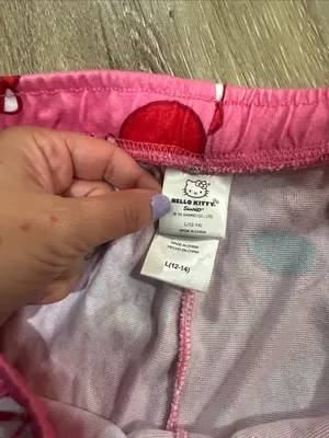 Hello Kitty Pink Cherry Pattern Pajama Bottoms thumbnail 2