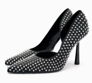 studded heels high heel shoes in black thumbnail 1