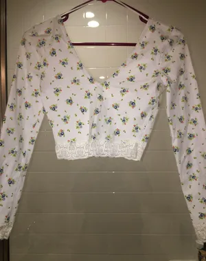 Urban Outfitters Gathered Front Floral Lace Crop Top thumbnail 2