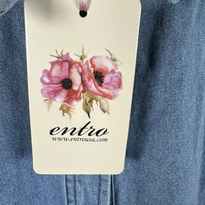 Entro Denim Dress Sz S Button Down Mini Blue Cotton Babydoll Pocket NWT thumbnail 5