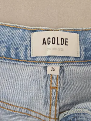 Agolde Light Blue Distressed Women's Denim Shorts Size 28 thumbnail 7