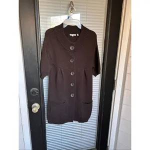 Vince Brown Wool Blend Sweater Cardigan Dress Button Front Brown Size S Lagenloo thumbnail 3
