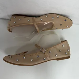 Wild Fable 9.5 Mary Jane Elsa Mesh Ballet Flats Studded Beige Buckle Strap Shoes thumbnail 3