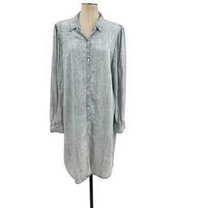 Rails Adele Shirt Dress Long Sleeve Light Acid‎ Wash Denim Blue Size XXL thumbnail 3