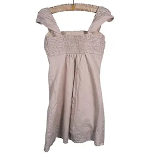 Abercrombie Linen Emerson Mini Dress Medium Tall Beige Preppy Coastal Resort thumbnail 4