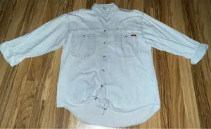 Vintage 90s Jordache Shirt Women's Medium Denim Metal‎ Buttons Tie thumbnail 1
