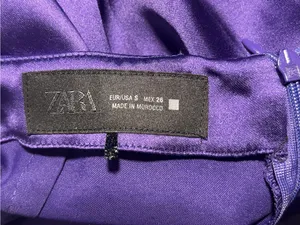 ZARA Purple Satin Strapless Twist Midi Dress Sz. Small GUC Asymmetric Tube Dress thumbnail 3