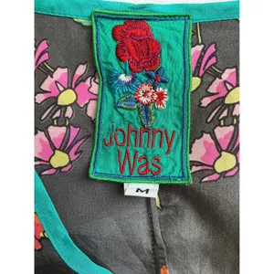 Johnny Was‎ Silk Floral High Low Tunic Top Grey Teal V-Neck 3/4 Sleeve Size M thumbnail 9