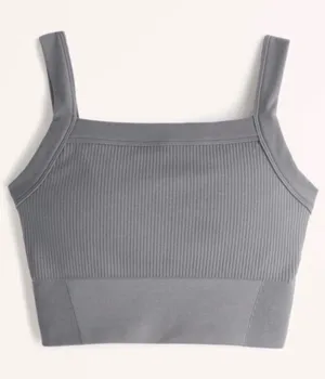Abercrombie YPB Square Neck Ribbed Tank in Gray thumbnail 1
