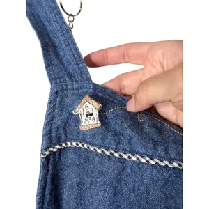 Teddi Vintage Denim Embroidered Hummingbird Pinafore Jumper Dress Blue Large thumbnail 4