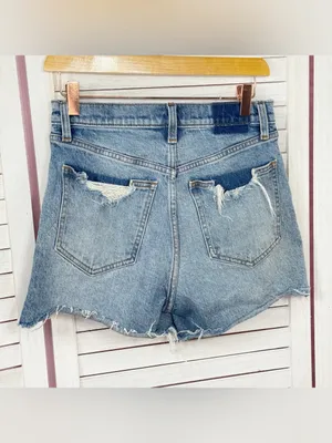 Abercrombie & Fitch High Rise Denim Cutoffs Mom Jean Shorts‎ Blue Size 2 26 thumbnail 3