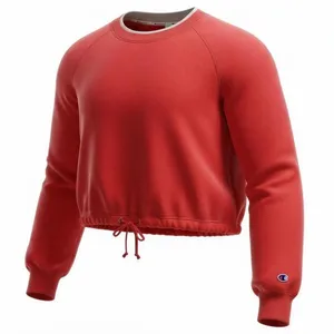 Champion‎ Sweatshirt Womens XS Red Cropped Crewneck Pullover Drawstring thumbnail 1