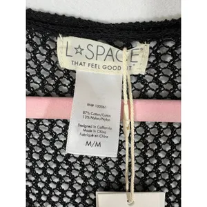 L*Space Adrift Dress Black Crochet Maxi Button Down Cover Up Medium thumbnail 6