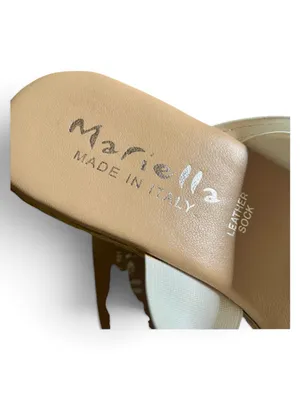 Mariella Made in Italy White Rhinestone Wedge Slide Sandals Size 8 thumbnail 3