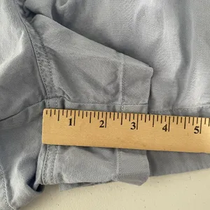 Aerie Pleated Relaxed Fit Shorts Drawstring 100% Cotton Blue Women's Size Large thumbnail 9