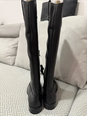 INC International Concepts Womens Fawne Tall Leather Boot Black 7.5 thumbnail 4
