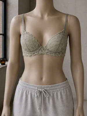 Aerie Grey Taupe Lace Push Up Bra 32B Cross Back thumbnail 1