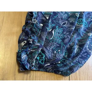 Anthropologie Maeve Floral Button Up Blouse Boho‎ Size L Pleated Ruffles Peasant thumbnail 9