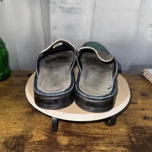 Naot Zafra Monstera Leaf Leather Mules 41~10 Blue Green Comfort Slip On Clogs thumbnail 4