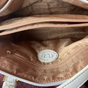 Vintage Etienne Aigner Bone leather and woven jute double handled satchel thumbnail 4
