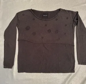 American Retro Grunge Long Sleeve Shirt Cut Outs Brown Gray US Medium/Large Boxy thumbnail 1