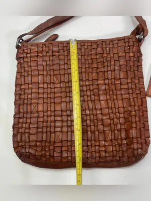 VILENCA HOLLAND Shoulder Crossbody Bag Chestnut Woven Leather w/ Keychain Wallet thumbnail 2