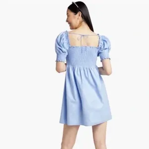 Hill House Athena Nap Dress in Light Blue Glitter Check thumbnail 3