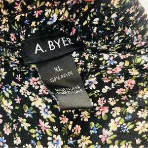 A. Byer black floral gacho pants pull on size XL thumbnail 3