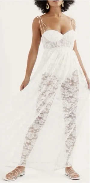 New For Love‎ and Lemons White Lace Lorena Maxi Dress Size Medium NWT Festival thumbnail 1