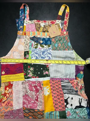NWT Ashley Taylor Patchwork Colorful Bohemian Adjustable Overalls One Size Red thumbnail 7