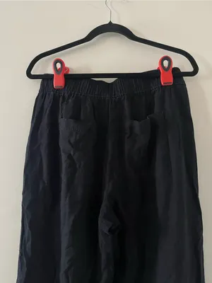 Loft Black Linen Blend High Rise Straight Leg Pants Medium Coastal Minimalist thumbnail 6