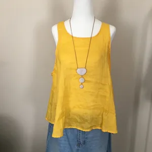 Anthropologie Yellow linen tank top thumbnail 3