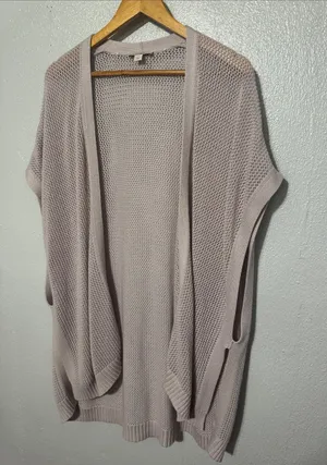 LOFT Pale Lilac Open Stitch Knit Cardigan Vest XS/S thumbnail 1