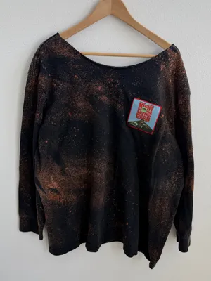 Night of the Living Dead Bleached Long Sleeve Off the Shoulder T-Shirt Horror Gr thumbnail 1