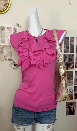 Ralph Lauren Sport Pink Ruffled Sleeveless Top Size Small thumbnail 1